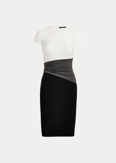 Vestidos Ralph Lauren Mujer Negros / Grises / Blancos - Color-Blocked Jersey - EZBSN5673